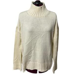STITCHES & STRIPES Funnel Neck Long Sleeve Sweater Off White Cream Plus NWOT XXL